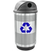 WITT Standard Series Recycling Receptacle with Hood Top and Two Hole Openings - 55 Gallons, Stainless Steel